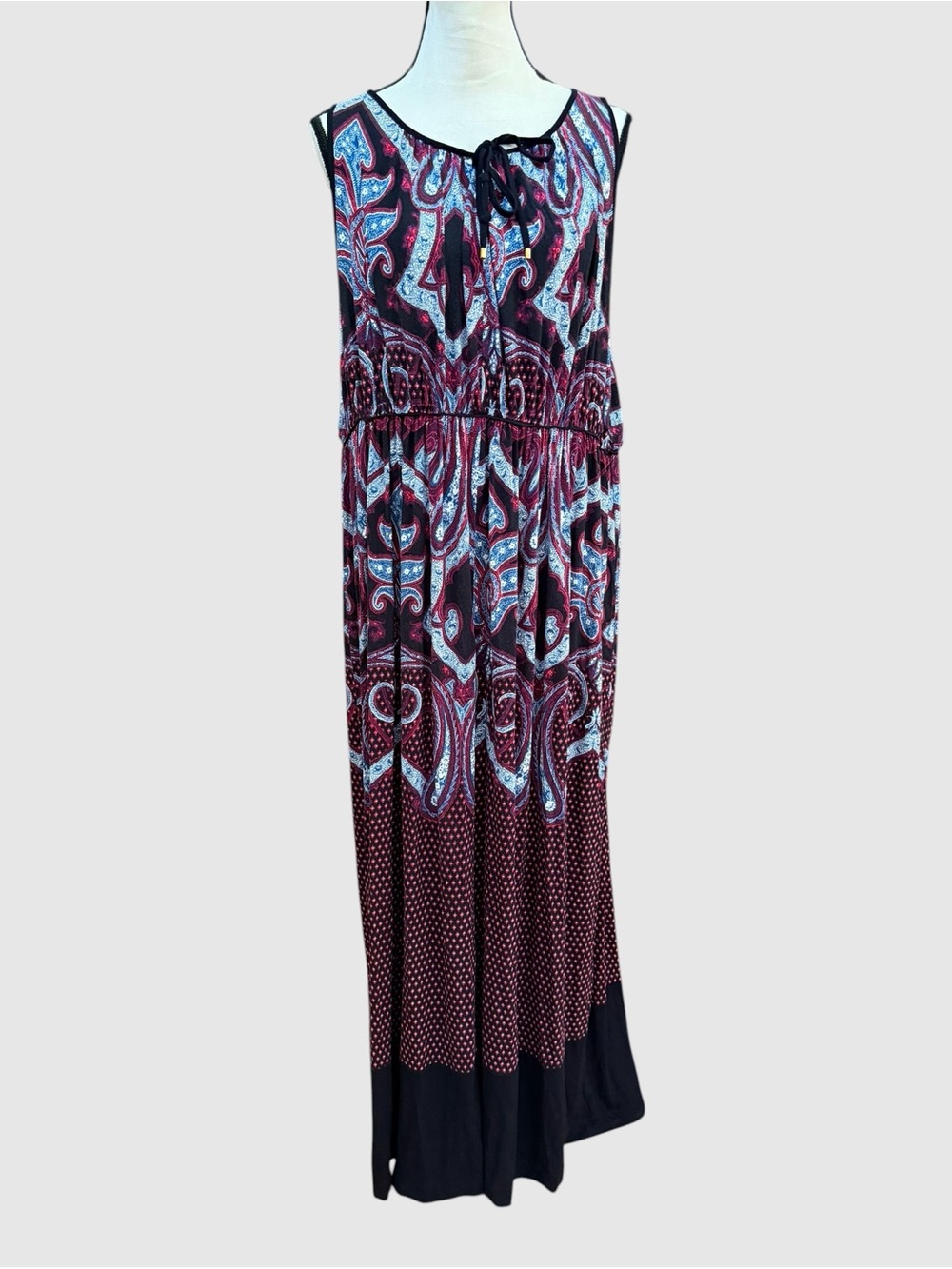 Coldwater Creek red and blue mixed print maxi dress